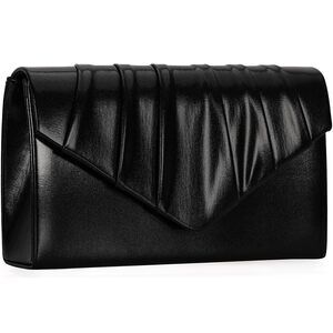 6556 Evening Clutch Purse - Shimmering Metallic PU Leather Pleated Flap